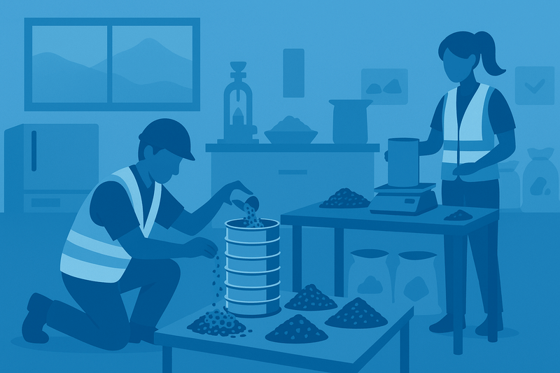 Aggregate samples being tested in a UK laboratory