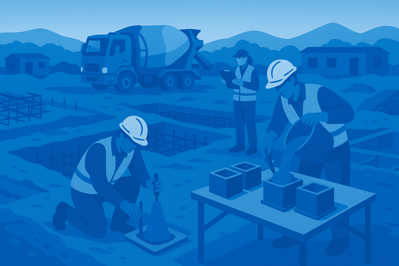 Concrete testing being performed on a UK construction site