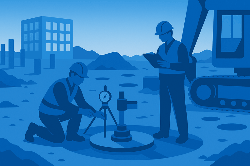 Plate Load Test being conducted on a construction site working platform in the UK